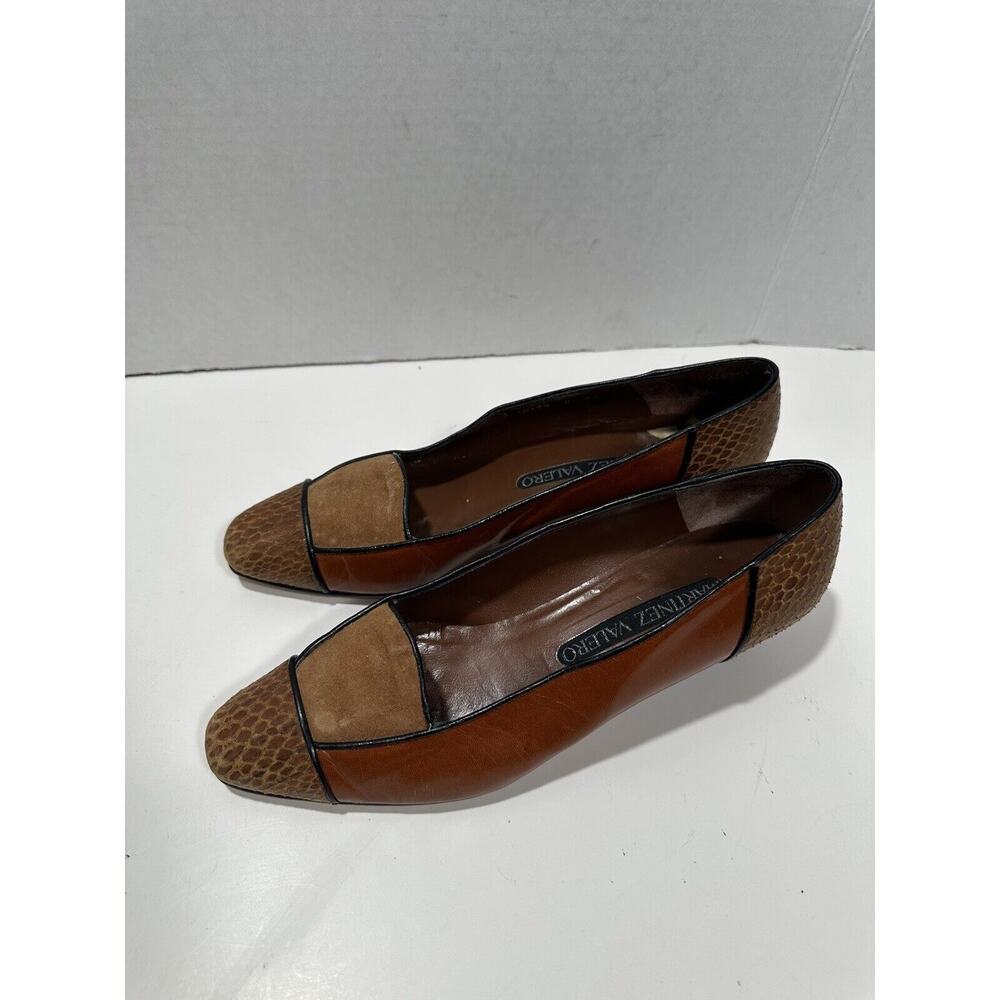Martinez Valero Shoe Women‎ Pumps Brown Suede Leather Heels 8 Spain Vintage 80’s